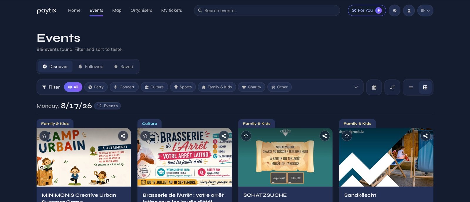 The Paytix discovery platform: the Luxembourg event calendar